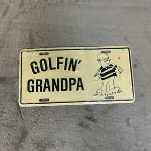 Golfin' Grandpa Embossed Metal Vanity Funny Novelty License Plate Tag